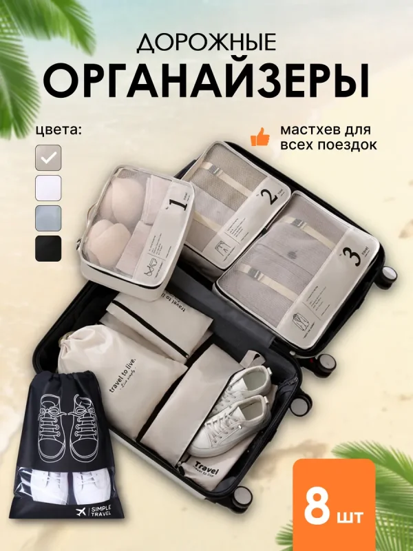 Дорожный органайзер для чемодана и путешествий набор