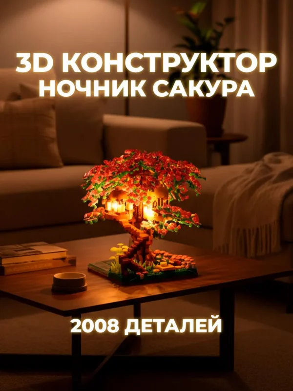 Конструктор 3д ночник lego цветы