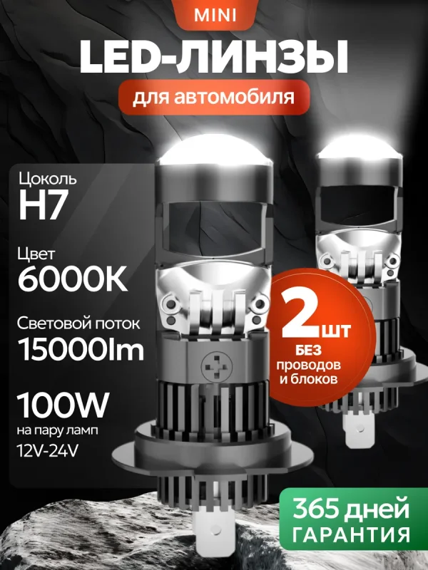 Мини лед линзы h7 светодиодные для автомобиля